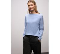 Strickpullover STREET ONE, Damen, Gr. 44, frosted blau meliert, Strick, Obermaterial: 50% Viskose, 28% Polyester, 22% Polyamid, unifarben, bequem hüftbedeckend, U-Boot-Ausschnitt, Bündchen, Pullover S