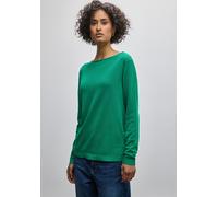 Strickpullover STREET ONE, Damen, Gr. 44, grün (viridian grün), Stoff, 60% Viskose, 40% Baumwolle, unifarben, normal normal, U-Boot-Ausschnitt, Bündchen, Pullover Strickpullover, mit U-Boot-Ausschnitt