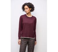 Strickpullover STREET ONE, Damen, Gr. 44, lila (wildberry rot meliert), Stoff, 30% Polyester, 29% Polyacryl, 21% Viskose, 20% Nylon, unifarben, regular fit normal, Rundhals, Bündchen, Pullover Strickp
