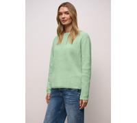 Strickpullover STREET ONE, Damen, Gr. 44, pale mint grün, Strick, Obermaterial: 72% Polyester, 28% Baumwolle, unifarben, lässig geschnitten hüftbedeckend, U-Boot-Ausschnitt, Flachstrickbündchen, Pullo