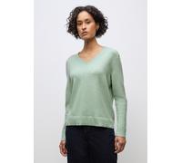 Strickpullover STREET ONE, Damen, Gr. 44, serene grün meliert, Stoff, 50% Viskose, 28% Polyester, 22% Polyamid, unifarben, normal normal, V-Ausschnitt, Rippbündchen, Pullover Strickpullover, in Unifar