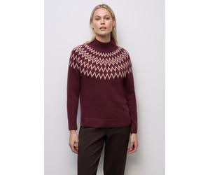 Strickpullover STREET ONE, Damen, Gr. 44, wildberry rot, Web, 37% Baumwolle, 34% Polyacryl, 26% Polyester, 3% Elasthan, Strukturmuster, regular fit normal, hoch geschlossener Ausschnitt, Bündchen, Pul