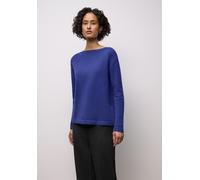 Strickpullover STREET ONE, Damen, Gr. 46, amparo blau, Stoff, 30% Polyester, 29% Polyacryl, 21% Viskose, 20% Nylon, unifarben, comfort fit normal, U-Boot-Ausschnitt, Bündchen, Pullover Strickpullover 