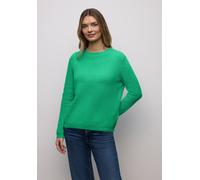Strickpullover STREET ONE, Damen, Gr. 46, arcadia grün meliert, Web, 37% Baumwolle, 34% Polyacryl, 26% Polyester, 3% Elasthan, unifarben, normal normal, Rundhals, Rippbündchen, Pullover Strickpullover