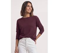 Strickpullover STREET ONE, Damen, Gr. 46, lila (rustic rouge), Stoff, 30% Polyester, 29% Polyacryl, 21% Viskose, 20% Polyamid, unifarben, regular fit normal, U-Boot-Ausschnitt, Bündchen, Pullover Stri