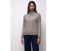 Strickpullover STREET ONE, Damen, Gr. 46, muted mocha meliert, Stoff, 41% Polyacryl, 31% Polyester, 28% Baumwolle, unifarben, comfort fit normal, hoch geschlossener Ausschnitt, Rippbündchen, Pullover