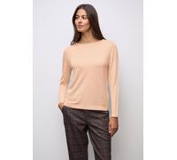 Strickpullover STREET ONE, Damen, Gr. 46, orange (apricot blush), Stoff, 60% Viskose, 40% Baumwolle, unifarben, normal normal, U-Boot-Ausschnitt, Bündchen, Pullover Strickpullover, mit U-Boot-Ausschni