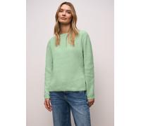 Strickpullover STREET ONE, Damen, Gr. 46, pale mint grün, Strick, Obermaterial: 72% Polyester, 28% Baumwolle, unifarben, lässig geschnitten hüftbedeckend, U-Boot-Ausschnitt, Flachstrickbündchen, Pullo