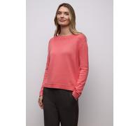 Strickpullover STREET ONE, Damen, Gr. 46, striking coral, Web, 100% Baumwolle, unifarben, comfort fit normal, Rundhals, Rippbündchen, Pullover Strickpullover, aus reiner Baumwolle (37509241-46) striki