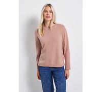 Strickpullover STREET ONE, Damen, Gr. 46, rosa (faded rose), Web, 60% Baumwolle, 40% Polyacryl, unifarben, normal normal, Rundhals, Strickbündchen, Pullover Strickpullover, mit Rundhalsausschnitt (943