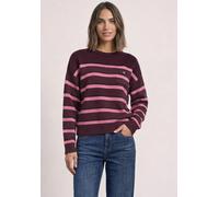 Strickpullover STREET ONE, Damen, Gr. 46, rustic rouge, Web, 61% Baumwolle, 39% Polyacryl, gestreift, comfort fit normal, Rundhals, Rippbündchen, Pullover Strickpullover, mit Brusttasche (90634462-46)