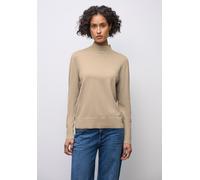 Strickpullover STREET ONE, Damen, Gr. 46, sanded beige, Stoff, 75% Viskose, 25% Nylon, unifarben, regular fit normal, hoch geschlossener Ausschnitt, Bündchen, Pullover Strickpullover, mit Materialmix