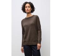 Strickpullover STREET ONE, Damen, Gr. 46, schwarz nomad braun meliert, Stoff, 30% Polyester, 27% Polyacryl, 23% Polyamid, 20% Viskose, Strukturmuster, normal normal, Rundhals, Bündchen, Pullover, Fein