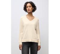 Strickpullover STREET ONE, Damen, Gr. 46, soft beige, Stoff, 50% Viskose, 28% Polyester, 22% Polyamid, unifarben, normal normal, V-Ausschnitt, Rippbündchen, Pullover Strickpullover, in Unifarbe (56912