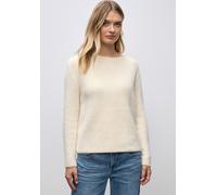 Strickpullover STREET ONE, Damen, Gr. 46, soft beige, Stoff, 78% Polyamid, 12% Polyacryl, 10% Baumwolle, unifarben, normal normal, U-Boot-Ausschnitt, abgesteppt, Pullover Strickpullover, Grobstrick (1