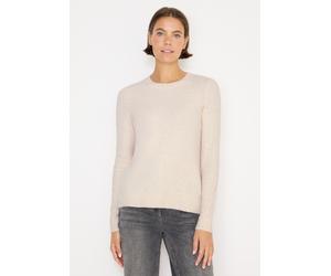 Strickpullover STREET ONE, Damen, Gr. L (42), oat milk beige melange, Stoff, 37% Baumwolle, 34% Polyacryl, 26% Polyester, 3% Elasthan, unifarben, comfort fit normal, Rundhals, elastischer Bund, Pullov