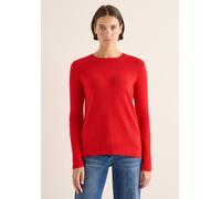Strickpullover STREET ONE, Damen, Gr. XL (44), fiery rot, Stoff, 37% Baumwolle, 34% Polyacryl, 26% Polyester, 3% Elasthan, unifarben, comfort fit normal, Rundhals, elastischer Bund, Pullover Strickpul