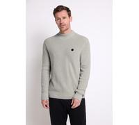 Strickpullover STREET ONE MEN, Herren, Gr. M (40), grau (frost grau melange), Web, 100% Baumwolle, unifarben, normal normal, hoch geschlossener Ausschnitt, Rippbündchen, Pullover Strickpullover, aus r