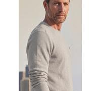 Strickpullover STREET ONE MEN, Herren, Gr. XL (44), grau (bright beige melange), Web, 100% Baumwolle, unifarben, normal normal, Rundhals, Rippbündchen, Pullover Strickpullover, aus reiner Baumwolle (3