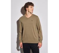 Strickpullover STREET ONE MEN, Herren, Gr. XXL46, braun (dull braun), Web, 100% Baumwolle, unifarben, normal normal, V-Ausschnitt, Rippbündchen, Pullover Strickpullover, aus reiner Baumwolle (34746617