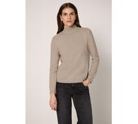 Strickpullover STREET ONE STUDIO, Damen, Gr. 34, beige (buffed beige meliert), Web, 37% Polyacryl, 29% Baumwolle, 29% Polyester, 5% Nylon, unifarben, normal normal, hoch geschlossener Ausschnitt, Ripp