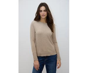 Strickpullover STREET ONE STUDIO, Damen, Gr. 38, buffed beige meliert, Stoff, 30% Polyester, 27% Polyacryl, 23% Polyamid, 20% Viskose, unifarben, comfort fit normal, Rundhals, Rippbündchen, Pullover S