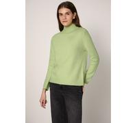 Strickpullover STREET ONE STUDIO, Damen, Gr. 38, flare grün meliert, Web, 37% Polyacryl, 29% Baumwolle, 29% Polyester, 5% Nylon, unifarben, normal normal, hoch geschlossener Ausschnitt, Rippbündchen, 