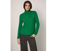 Strickpullover STREET ONE STUDIO, Damen, Gr. 42, bold grün, Web, 37% Polyacryl, 29% Baumwolle, 29% Polyester, 5% Nylon, unifarben, normal normal, hoch geschlossener Ausschnitt, Rippbündchen, Pullover