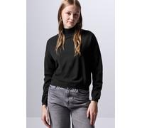 Strickpullover STREET ONE STUDIO, Damen, Gr. 42, schwarz, Stoff, 50% Viskose, 28% Polyester, 22% Polyamid, unifarben, gerade normal, hoch geschlossener Ausschnitt, Bündchen, Pullover, mit Elastiksaum 