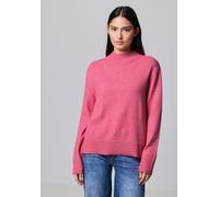 Strickpullover STREET ONE STUDIO, Damen, Gr. 44, rosa (candy pink meliert), Stoff, 30% Polyester, 27% Polyacryl, 23% Polyamid, 20% Viskose, unifarben, normal normal, hoch geschlossener Ausschnitt, Str