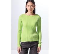 Strickpullover STREET ONE STUDIO, Damen, Gr. 46, grün (lush lime), Stoff, 30% Polyester, 29% Polyacryl, 21% Viskose, 20% Nylon, unifarben, normal normal, U-Boot-Ausschnitt, Bündchen, Pullover Strickpu