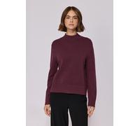 Strickpullover STREET ONE STUDIO, Damen, Gr. 46, rot (schwarz plum rot), Stoff, 30% Polyester, 27% Polyacryl, 23% Polyamid, 20% Viskose, unifarben, normal normal, hoch geschlossener Ausschnitt, Strick