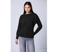 Strickpullover STREET ONE STUDIO, Damen, Gr. 46, schwarz, Stoff, 30% Polyester, 27% Polyacryl, 23% Polyamid, 20% Viskose, unifarben, normal normal, U-Boot-Ausschnitt, Rippbündchen, Pullover Strickpull