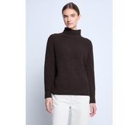 Strickpullover STREET ONE STUDIO, Damen, Gr. 46, velvet wine, Stoff, 81% Polyester, 19% Baumwolle, unifarben, normal normal, Rundhals, Rollsaum, Pullover Strickpullover, aus softem Materialmix (606621