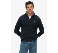 Strickpullover SUPERDRY "COTTON KNIT HENLEY", Damen, Gr. M, soft navy, Strick, Obermaterial: 100% Baumwolle, unifarben, slim fit hüftlang, Rundhals, Rippbündchen, Pullover Strickpullover (44723511-M)