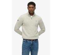 Strickpullover SUPERDRY "COTTON KNIT HENLEY", Herren, Gr. L, grau (grau marl), Strick, Obermaterial: 100% Baumwolle, meliert, slim fit hüftlang, Rundhals, Rippbündchen, Pullover Strickpullover (915629