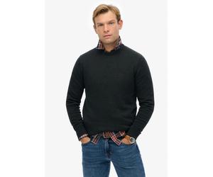 Strickpullover SUPERDRY "ESSENTIALS COTTON JUMPER", Damen, Gr. L, charcoal marl, Strick, Obermaterial: 100% Baumwolle, meliert, relaxed fit normal, Rundhals, Rippbündchen, Pullover Strickpullover (531