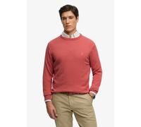 Strickpullover SUPERDRY "ESSENTIALS COTTON JUMPER", Herren, Gr. M, rot (rose marl), Strick, Obermaterial: 100% Baumwolle, meliert, relaxed fit normal, Rundhals, Rippbündchen, Pullover Strickpullover,