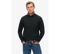 Strickpullover SUPERDRY "ESSENTIALS COTTON JUMPER", Herren, Gr. XL, schwarz (charcoal marl), Strick, Obermaterial: 100% Baumwolle, meliert, relaxed fit normal, Rundhals, Rippbündchen, Pullover Strickp