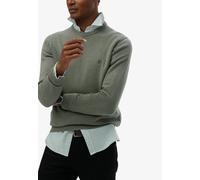 Strickpullover SUPERDRY "ESSENTIALS COTTON JUMPER", Herren, Gr. XXL, pad grün marl, Strick, Obermaterial: 100% Baumwolle, meliert, relaxed fit normal, Rundhals, Rippbündchen, Pullover Strickpullover (