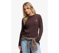 Strickpullover SUPERDRY "ESSENTIALS SD&CO CABLE JUMPER", Damen, Gr. M, chestnut braun, Strick, Obermaterial: 100% Polyacryl, unifarben, relaxed fit normal, Rundhals, Bündchen, Pullover Strickpullover,