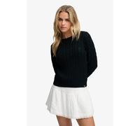 Strickpullover SUPERDRY "ESSENTIALS SD&CO CABLE JUMPER", Damen, Gr. M, eclipse navy, Strick, Obermaterial: 100% Polyacryl, unifarben, relaxed fit normal, Rundhals, Bündchen, Pullover Strickpullover, K
