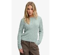 Strickpullover SUPERDRY "ESSENTIALS SD&CO CABLE JUMPER", Damen, Gr. XS, grün (light jade grün), Pullover Strickpullover, Kunstfaser, relaxed fit (81693339-XS) light jade grün