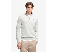 Strickpullover SUPERDRY "PREP ESSENTIAL COTTON HALF ZIP", Herren, Gr. XXL, grau (lightning grau marl), Strick, Obermaterial: 100% Baumwolle, meliert, slim fit normal, ohne Ausschnitt, Bündchen, Pullov