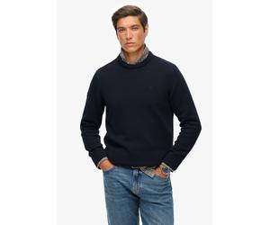 Strickpullover SUPERDRY "PREPPY COTTON JUMPER", Herren, Gr. L, blau (navy), Strick, Obermaterial: 100% Baumwolle, unifarben, regular fit normal, Rundhals, Bündchen, Pullover Strickpullover, Baumwolle,