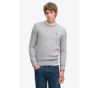 Strickpullover SUPERDRY "PREPPY COTTON JUMPER", Herren, Gr. M, grau (elkstone grau), Strick, Obermaterial: 100% Baumwolle, unifarben, regular fit normal, Rundhals, Bündchen, Pullover Strickpullover, B