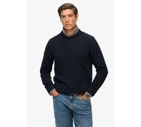 Strickpullover SUPERDRY "PREPPY COTTON JUMPER", Herren, Gr. XL, blau (navy), Strick, Obermaterial: 100% Baumwolle, unifarben, regular fit normal, Rundhals, Bündchen, Pullover Strickpullover, Baumwolle