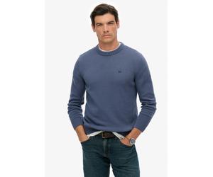 Strickpullover SUPERDRY "PREPPY COTTON JUMPER", Herren, Gr. XL, soft navy, Strick, Obermaterial: 100% Baumwolle, unifarben, regular fit normal, Rundhals, Bündchen, Pullover Strickpullover, Baumwolle, 
