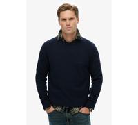 Strickpullover SUPERDRY "WOOL BLEND JUMPER", Herren, Gr. 3XL, charrot navy marl, Strick, Obermaterial: 35% Wolle, 35% Nylon, 30% Baumwolle, meliert, regular fit normal, Rundhals, Rippbündchen, Pullove