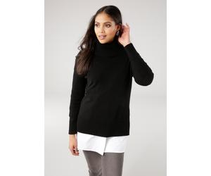 Strickpullover TAMARIS "aus weicher Viskosemischung", Damen, Gr. 32/34, schwarz, Strick, Obermaterial: 50% Viskose, 28% Polyester, 22% Polyamid, meliert, unifarben, lässig geschnitten hüftbedeckend, S